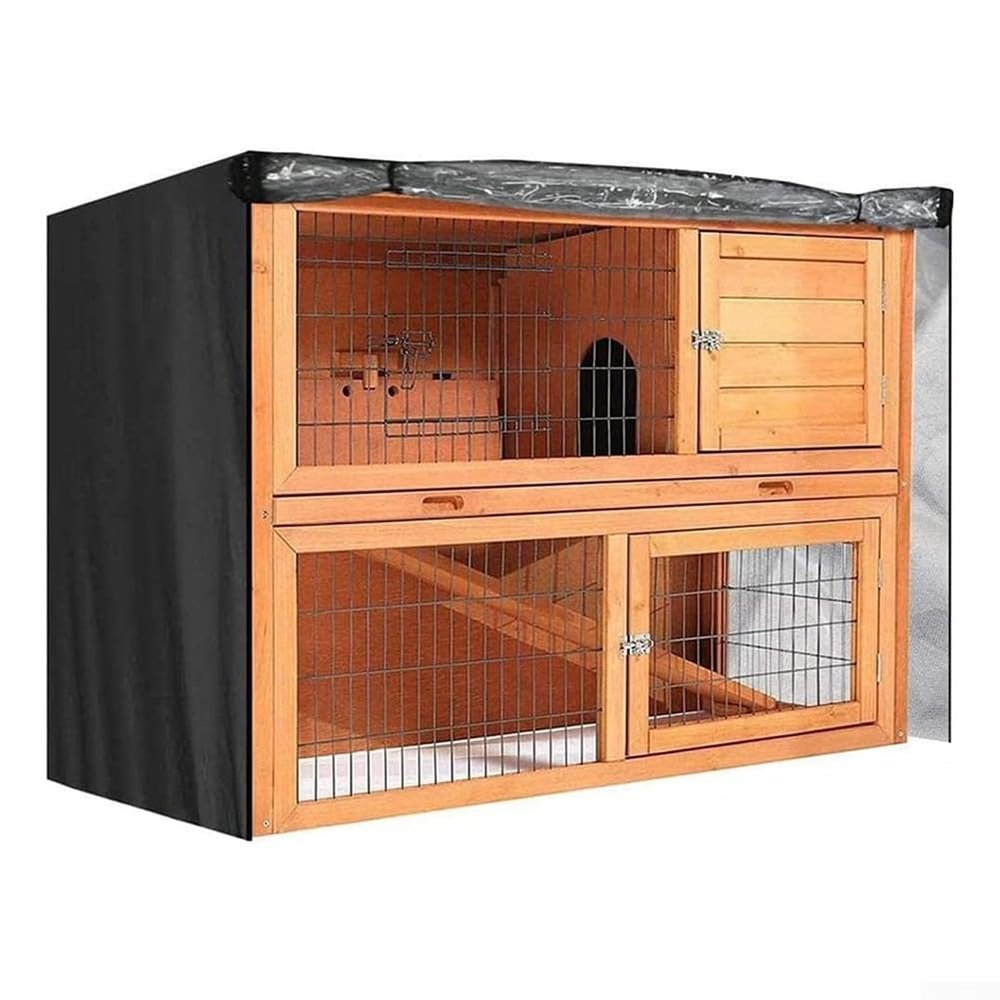 Waterproof Outdoor Rabbit Hutch Cover with Clear Window, Ventilation and Zipper Access (122 x 50 x 105 cm)