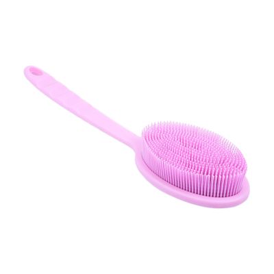 STOBAZA Silicone Long-Handled Bath Brush with Hanging Hole