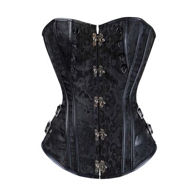 YOSUWOAI Women's Full-Bust Faux Leather Steampunk Corset