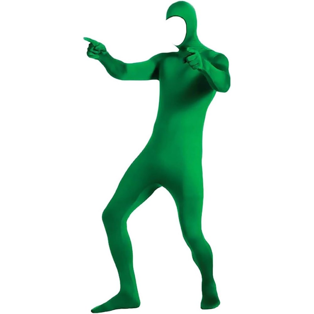 YOSUWOAI Halloween Green Screen Stretch Bodysuit for Women and Men, Full-Body Jumpsuit Without Mask