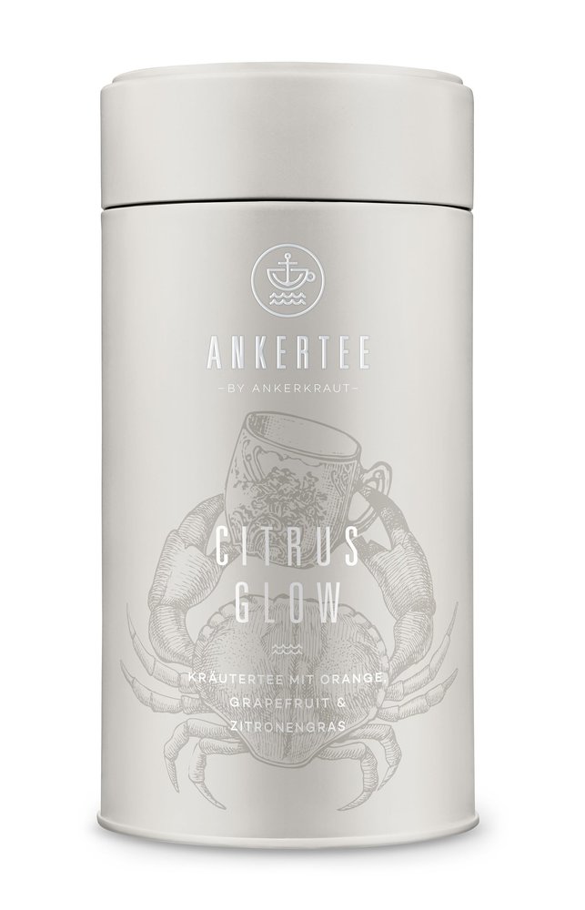 ANKERTEE Citrus Glow | Zesty Herbal Tea with Orange & Grapefruit | 110 g Tin | Loose Tea | by Ankerkraut | Approx. 30 Cups | Fruity & Zesty