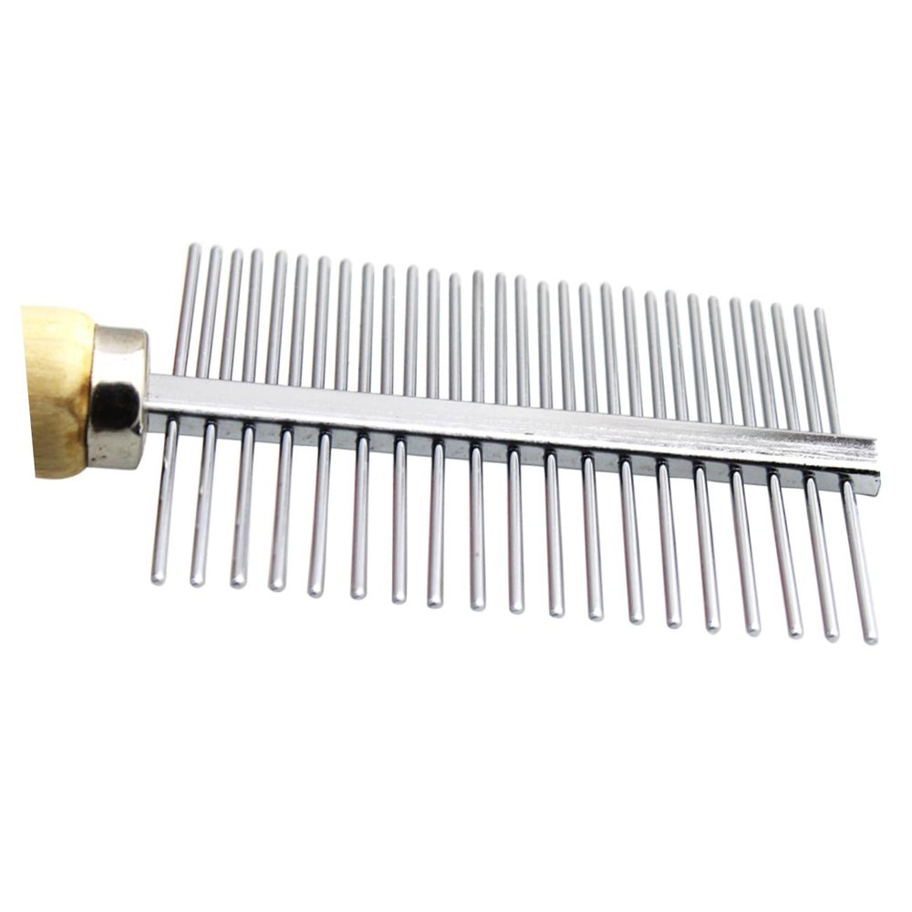 SEWOART Stainless Steel Dog Comb with Wooden Handle