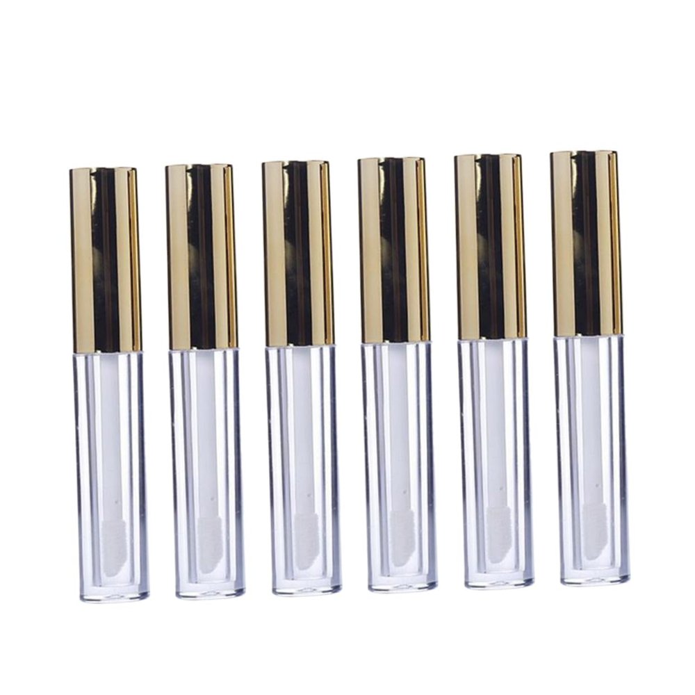 10 mL Round Gold-Colored Plastic Lip Gloss Tube