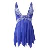 Women’s Blue M Sheer Lace Push-Up Chemise with Panty view 4