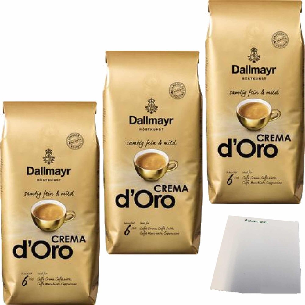usy Dallmayr Crema d’Oro Whole Bean Coffee Bundle, 3-Pack (3 x 1 kg) + usy Block