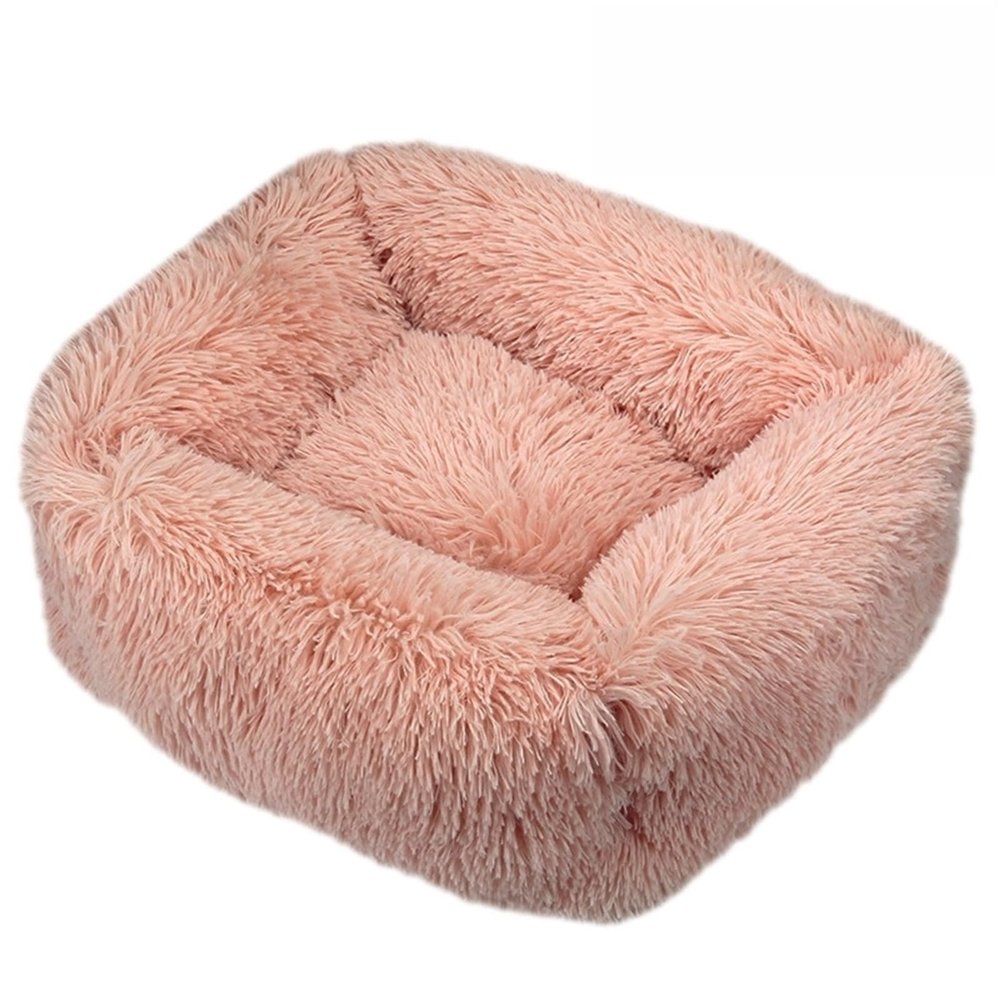 Hixingo Warm Plush Dog Bed for Large Dogs, Non-Slip Square Mat, Pink, XL