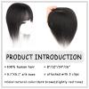 EREE HAIR Human Hair Topper with Silk Base and Bangs, 20 cm Clip-In, Dark Brown view 2