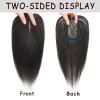 EREE HAIR Human Hair Topper with Silk Base and Bangs, 20 cm Clip-In, Dark Brown view 3