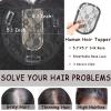 EREE HAIR Human Hair Topper with Silk Base and Bangs, 20 cm Clip-In, Dark Brown view 4