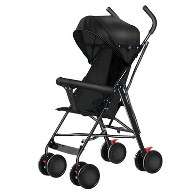 Belfoyer Lightweight Stroller from 6 Months, Reclining Seat, 3-Stage Canopy, Mosquito Net - Black