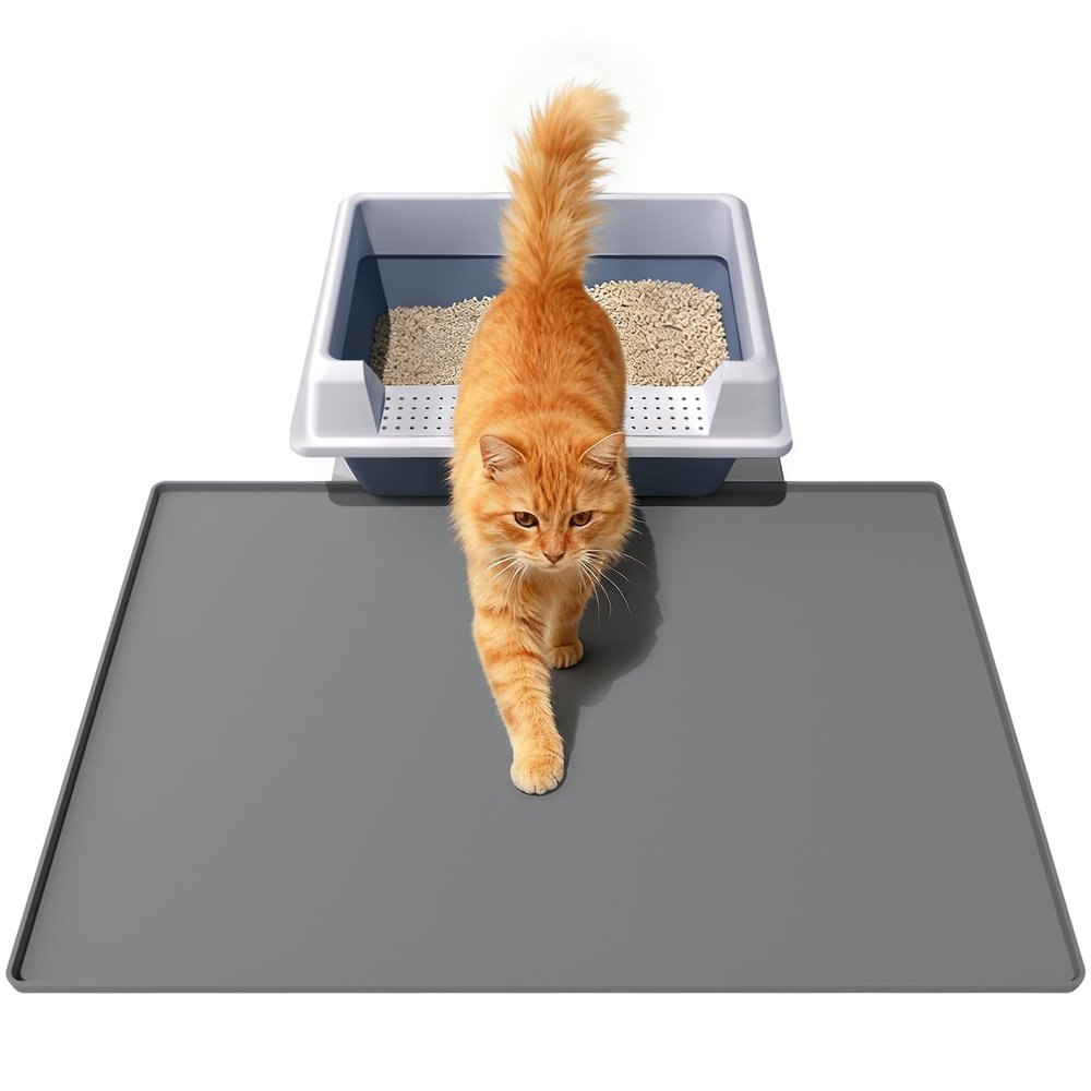 Soft Silicone Cat Litter Mat, 60 x 40 cm, Waterproof, Gray