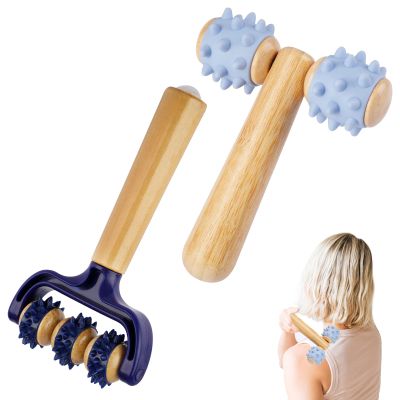 Massage Rollers with Handles and Spiky Balls, 2-Pack