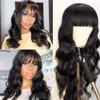 JIANBOHAIRS Body Wave Human Hair Wig with Bangs for Women, No Lace, Glue-Free, Natural Color for Thinning Hair (22 Inch) view 2