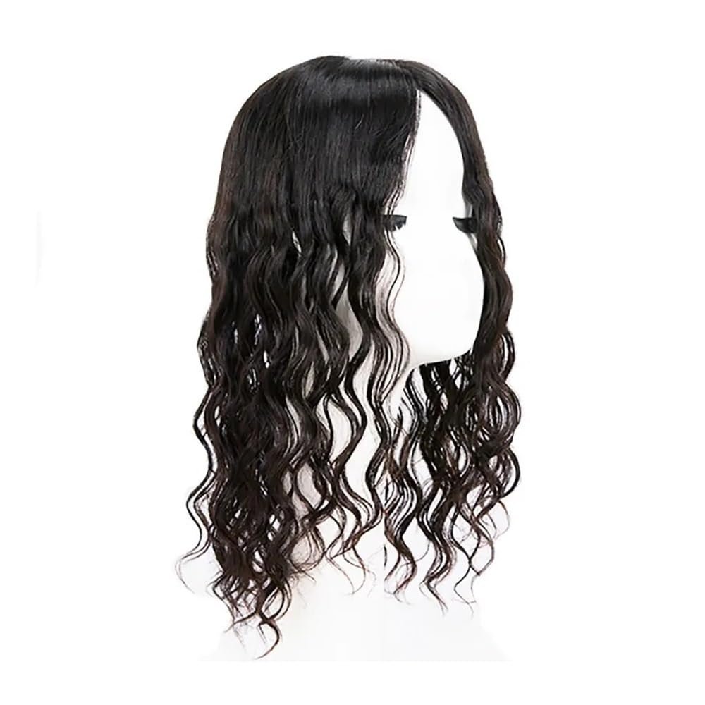2 cm PU Around the Perimeter Scalp Topper, Curly Human Hair, Topper for Women, Unprocessed Human Hair, 4-Clip Hairpiece for Added Volume (10 inches, 15 x 16 cm)