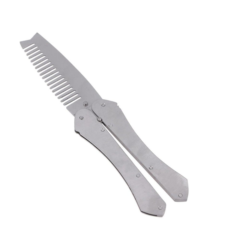 Men's Stainless Steel Beard Comb, Anti-Static, Break-Resistant, Folding