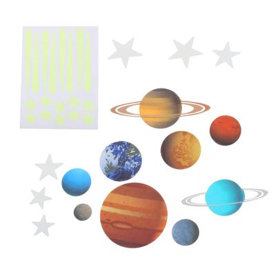 CORHAD 2 Sheets Glow-in-the-Dark Planet and Star Wall Stickers
