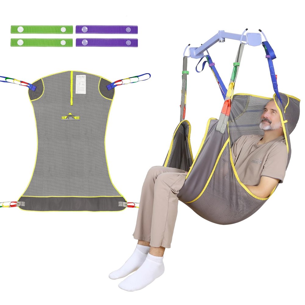 Universal Full-Body Patient Lift Sling with Mesh, Gray, Medium