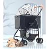 2-in-1 Foldable Pet Stroller for Cats and Dogs, 4-Wheel, Storage Basket, Up to 25 kg, Blue view 2