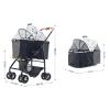 2-in-1 Foldable Pet Stroller for Cats and Dogs, 4-Wheel, Storage Basket, Up to 25 kg, Blue view 4