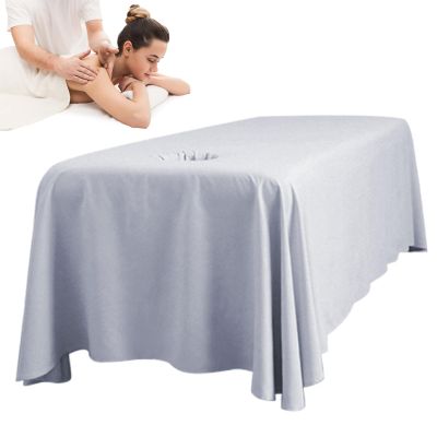 Massage Bed Sheet, 114 x 71 cm, Breathable Massage Table Cover with Face Hole, Light Gray Christmas Decor