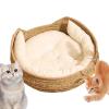 Woven Cat Bed Basket with Pillow and Cushion view 1