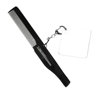 ULTECHNOVO Portable Folding Beard Comb with Acrylic Mirror