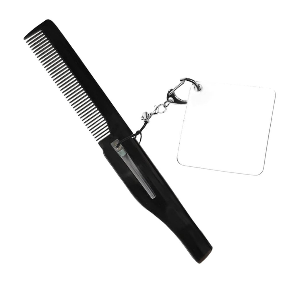ULTECHNOVO Portable Folding Beard Comb with Acrylic Mirror