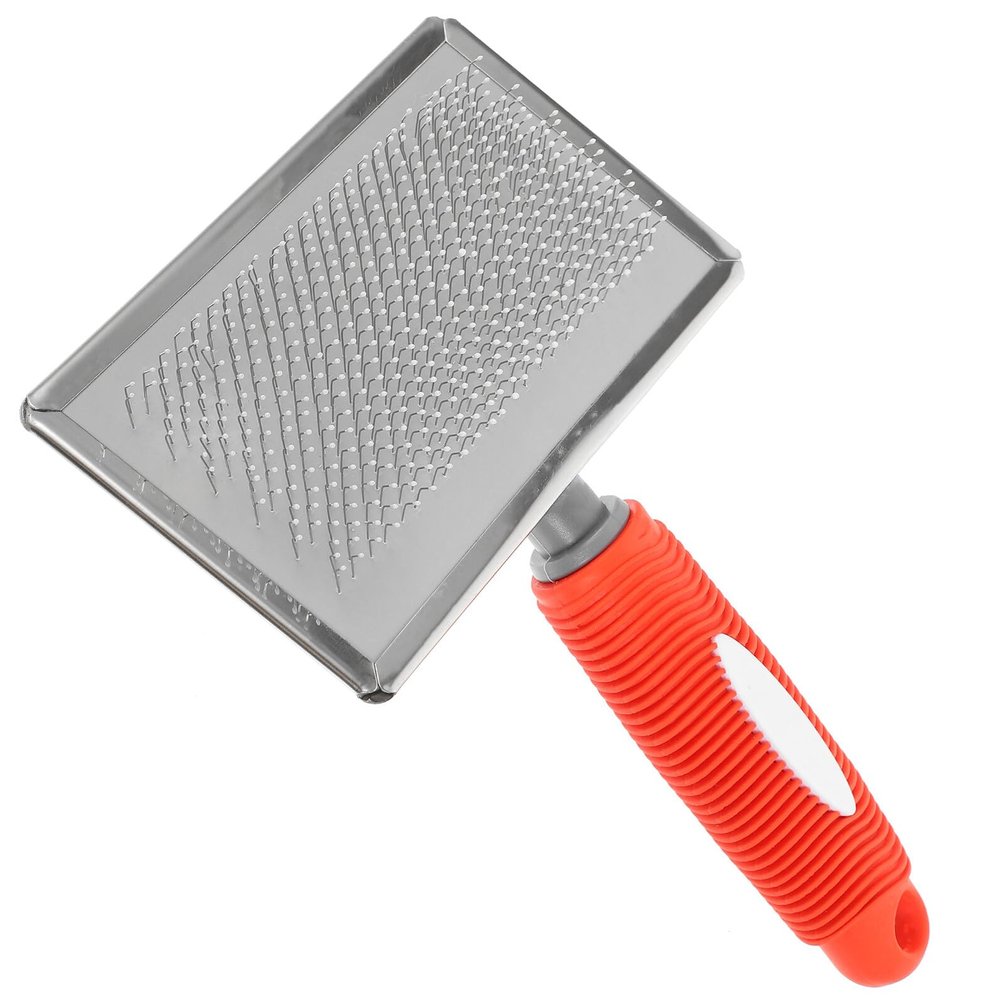 Abaodam Large Dog Brush Stainless Steel Hand Brush with Curved Needle Comb for Pet Grooming
