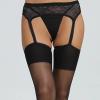 Lace Garter Belt for Women - 4 Straps with Stockings for Overknees (Black, One Size) view 2