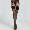 Lace Garter Belt for Women - 4 Straps with Stockings for Overknees (Black, One Size) view 3