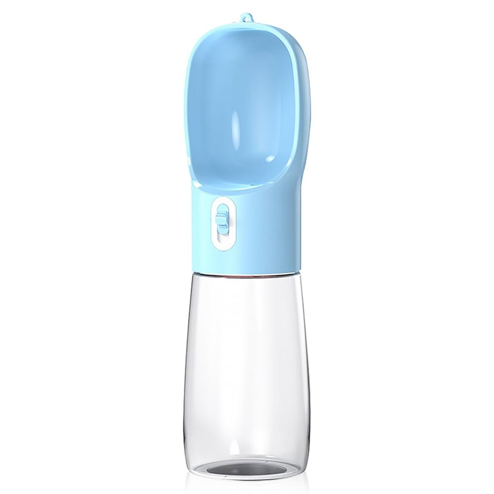 AMSLSIU Portable Pet Water Dispenser, Leakproof Drinking Dispenser, Manual Travel Bowl, Blue