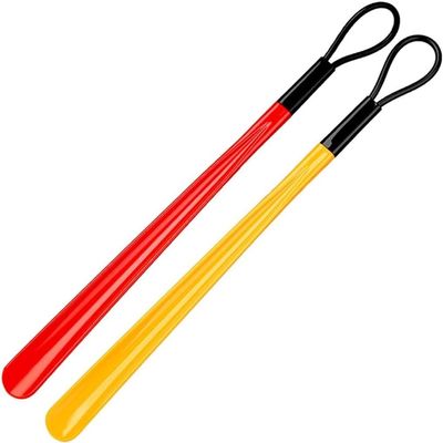 62 cm Extra-Long Shoehorn with Hanging Ring, Colorful Shoe Aid for Seniors and Pregnant Women, Kink-Free Shoe Helper for Easy Dressing (Red + Yellow)