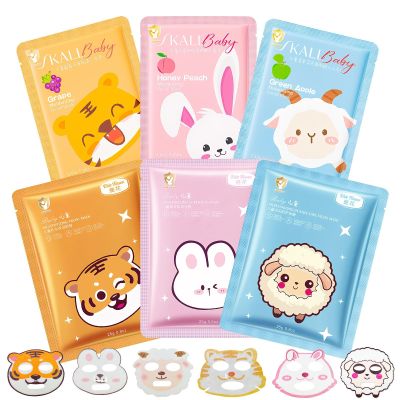 6 Animal-Design Sheet Face Masks for Girls