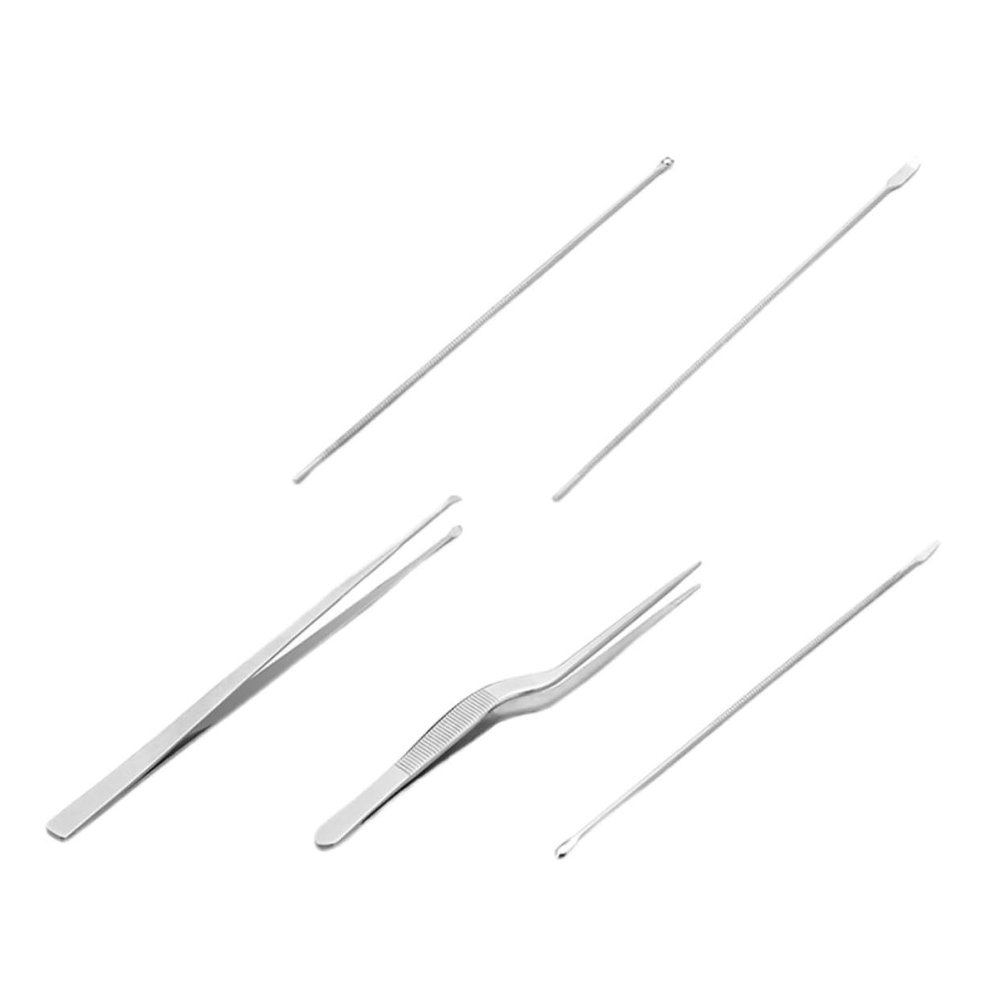 HANABASS 5-Piece Stainless Steel Ear Pick Set with Non-Slip Handles