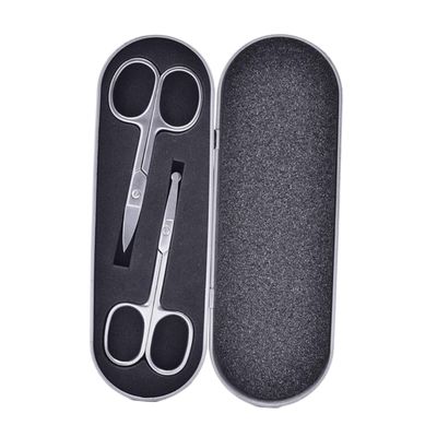 TOPBATHY 2-Piece Black Stainless Steel Eyebrow Scissors with Rounded Tips