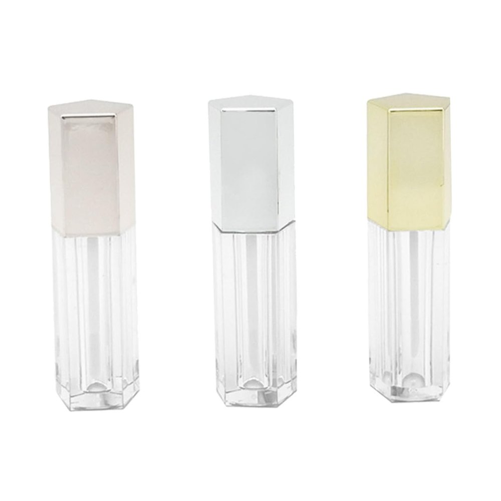 NOLITOY Empty DIY Lipstick Tubes, ABS Pentagonal Lip Gloss Bottles, 3-Pack