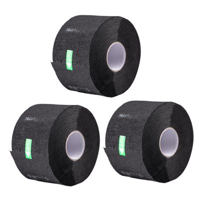 OUNONA 3 Rolls Disposable Black Barber Neck Paper, Stretchable Nonwoven Neck Strips for Haircuts and Hair Waving at Home