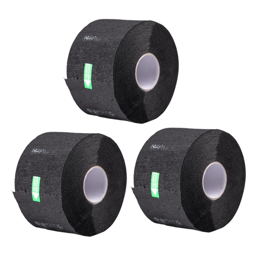 OUNONA 3 Rolls Disposable Black Barber Neck Paper, Stretchable Nonwoven Neck Strips for Haircuts and Hair Waving at Home