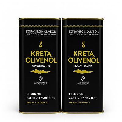 Golden Creta Extra Virgin Greek Olive Oil from Crete, 2 x 1 L Cans, Fresh Harvest
