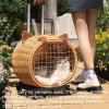 Medium Retro Breathable Pet Carrier with Wheels for Dogs view 2