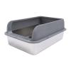 Extra-Large Stainless Steel Semi-Enclosed Cat Litter Box with Lid view 2