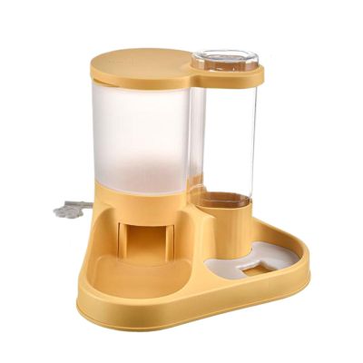 Zanthicia Transparent 2-in-1 Cat & Dog Feeder, Separate Dry and Wet Areas, ABS, Yellow