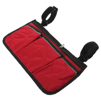STOBAZA Wheelchair Side Hanging Bag, 3 Compartments, Red, Polyester Pongee