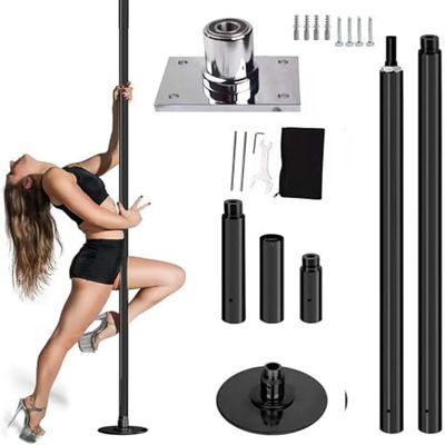 Dance Pole, Spinning and Static, Adjustable Set, Black