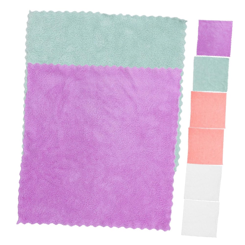 ABOOFAN Square Absorbent Coral Fleece Towels, Polyester, 8-Piece Set