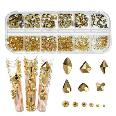 Hotfix AB Flatback Rhinestones, Multicolor Crystal, Multiple Sizes, 12-Grid Box for Nail Art (10)