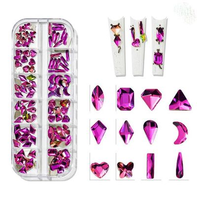 Water for Rhinestones, Hotfix AB Flatback Crystals, Multicolor, Multiple Sizes, 12-Grid Box, Nail Art (26)