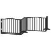 Tidyard Freestanding Folding Dog Gate with Door, 4 Panels, Black, 320 cm, Poplar Wood view 2