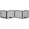 Tidyard Freestanding Folding Dog Gate with Door, 4 Panels, Black, 320 cm, Poplar Wood view 3