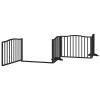 Tidyard Freestanding Folding Dog Gate with Door, 4 Panels, Black, 320 cm, Poplar Wood view 4